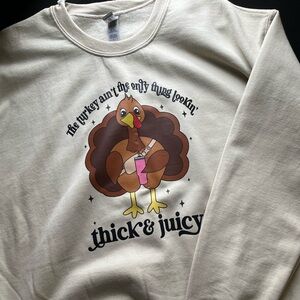 Cream Sweatshirt with Turkey Graphic BRAND NEW